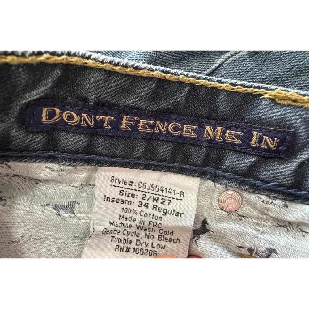 Cowgirl Up Bootcut Womens Jeans 2/27x34 Blue Denim  Leg Flap Pocket  Ranch Rodeo